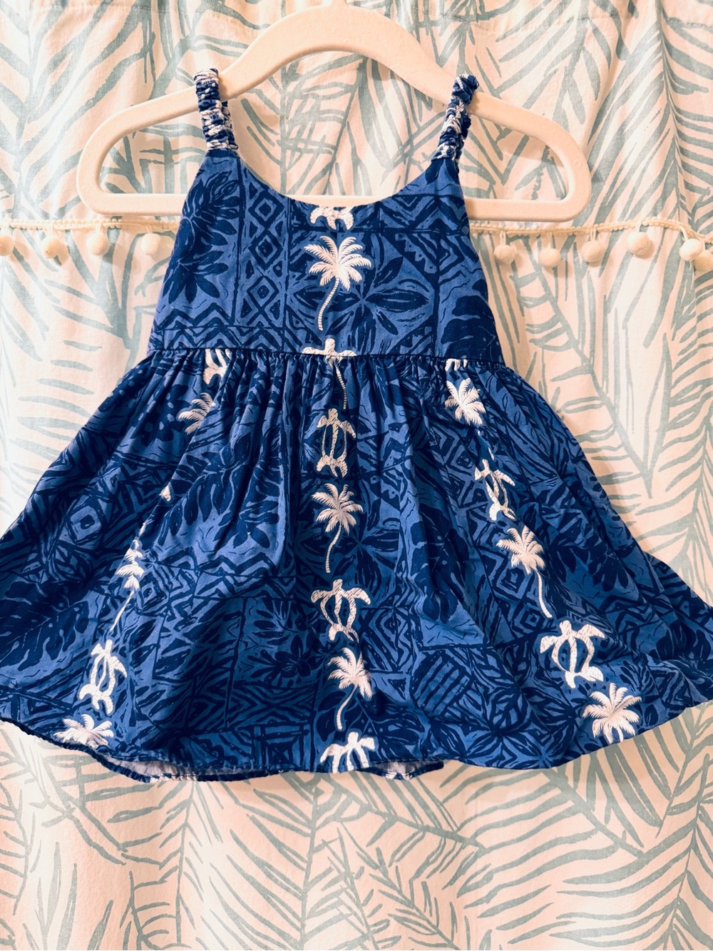 Hawaii-Made Girls’ Blue Patterned Tropical Sundress